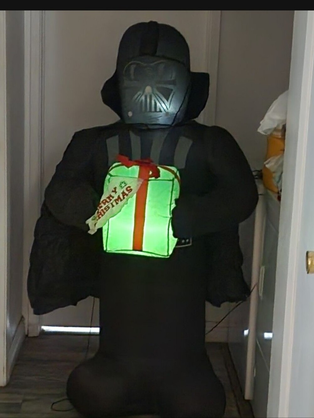 Christmas Darth Vader Inflatable with Green Gift Prop